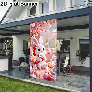 2D flat banner, 1pcWhimsical Pastel Bunny Table Decor, Pink Cherry Blossom Spring Party Backdrop with Cute Sweets & Flower Arrangementsgalentines party decor, valentine day decor, decorations for valentines day