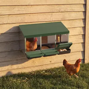 Green Chicken Nesting Box, 3-Hole Roll Away Egg Laying Box with Lid, Heavy-Duty Galvanized Steel Rustproof Design - Easy Egg Collection, Easy Clean (Wall-Mountable Without Bracket.)