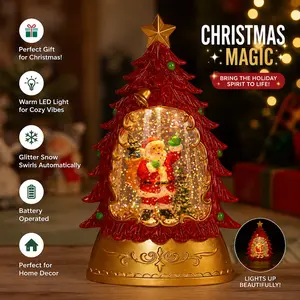 Light-Up Christmas Tree Snow Globe – LED Santa Glitter Lamp, Holiday Night Light & Xmas Home DecorChristmas Water Candle Lamp, Festive Desktop Decoration, Perfect Holiday Gift, Christmas Table Ornament, Ideal for Seasonal Decorations Led Lantern