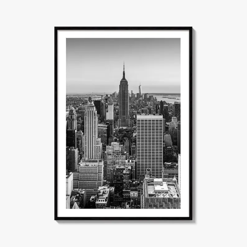 [Sale Up to 60% Off][Free Shipping][No Frame] New York City Skyline Black and White Fine Art Photo Print, Manhattan, NYC Poster