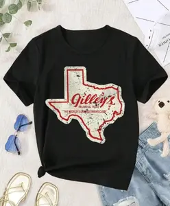 Vintage Gilleys Pasadena Texas Women'S T-Shirt - Retro Western Style Short Sleeve Crew Neck Black Tops Womenswear Golf Gift T-Shirt For Men And Women