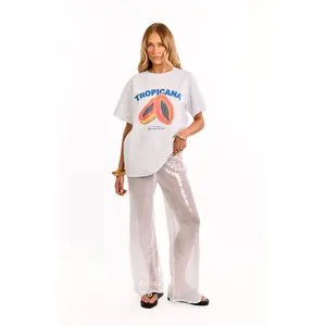 Cordelia White Sequin Wide Leg Pants