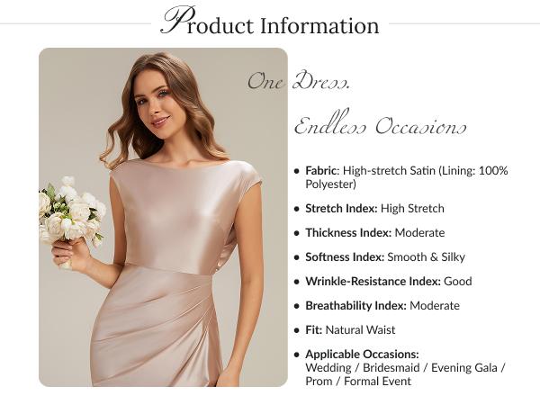Ever-Pretty 2026 New Trend Silky Satin Bodycon Dress – High Stretch, Moderate Thickness & Breathable – Your Go-To for Prom, Bridal Party & Evening Gala ES02727