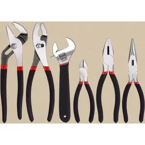 6-Piece Multi-Tool Pliers and Wrench Kit, Heavy-Duty Slip Joint & Groove Joint Pliers, Long Nose & Diagonal Cutters, Adjustable Wrench Included, Durable Steel Construction for DIY & Repairs