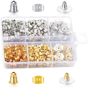 6 Styles Metal  Earrings Backings,330 Pcs  Earing Backs  Shape Safety Earring Backs Replacements for Earring Studs Hoops(6 Styles Metal)
