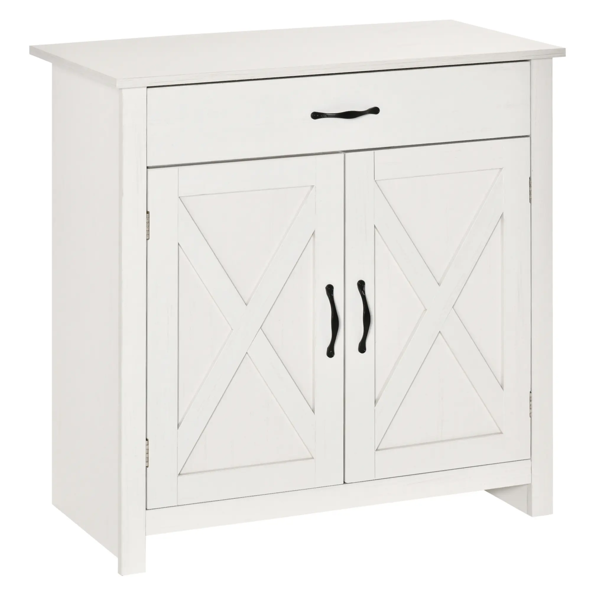 HOMCOM Farmhouse Sideboard Buffet Cabinet, Barn Door Coffee Bar Cabinet with Drawer and Adjustable Shelf, Kitchen Cabinet for Living Room, Entryway, Gray