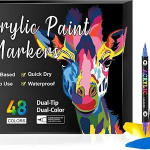 72 Colors Acrylic Paint Markers, 36 Pack Dual tips Acrylic Paint Pens for Rock Painting, Canvas, Wood, Glass, Ceramic, Fabric, Plastic, Egg & Scrapbook. Quick Dry Nail Doodle Pens for Home & Salon DIY Temporary Tattoo Markers,DIY Crafts Ideal Gift