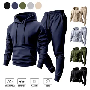 Men's Hoodie and Drawstring Sweatpants Set, Menswear, Casual Athletic Long Sleeve Hooded Jacket & Trousers for Fall & Winter, Men's Clothing for Daily Wear, Sportswear Indoor Outdoor, Tracksuit