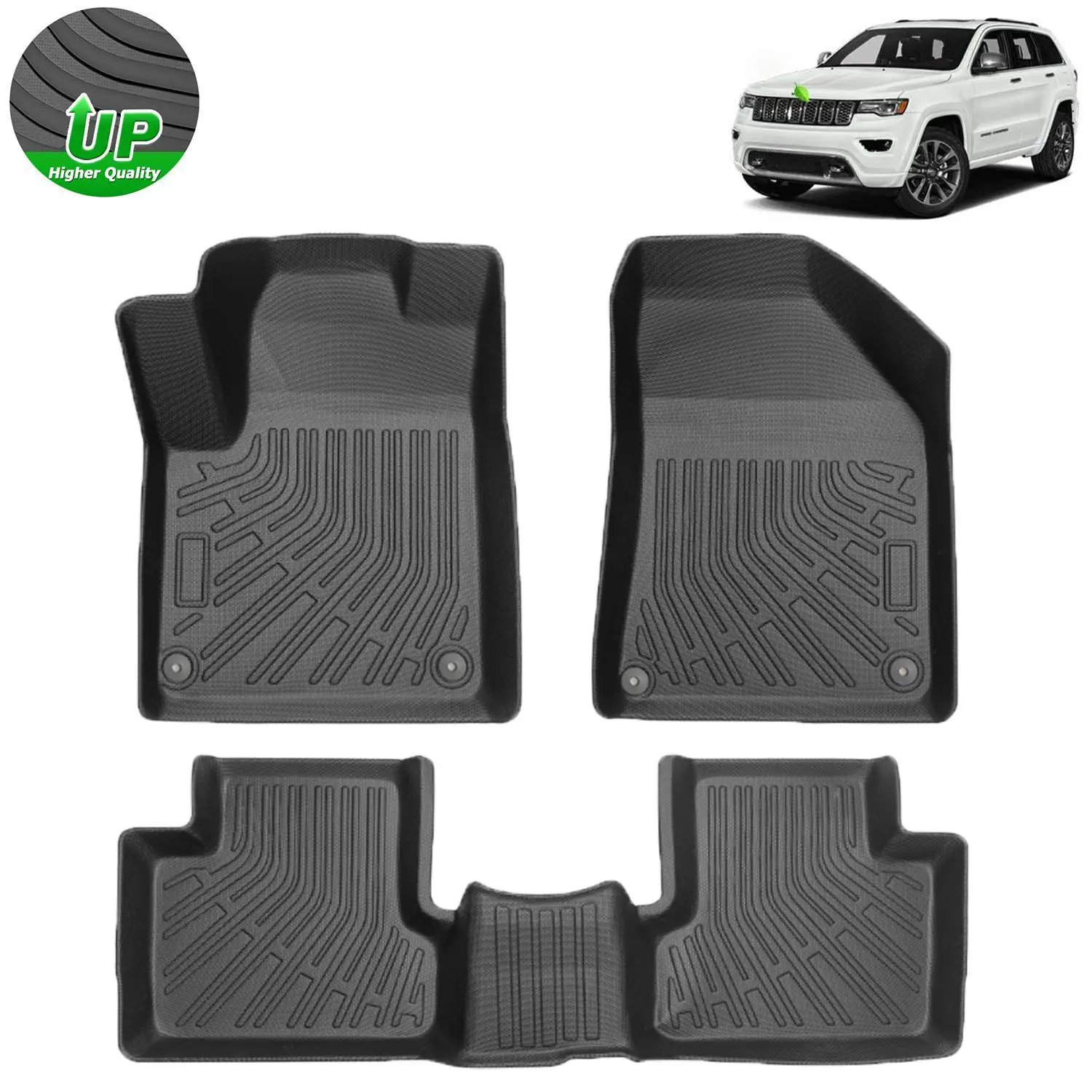 Floor Mats for Jeep Cherokee 2016-2020 Fuel(Not for Grand Cherokee), for Cherokee All Weather Floor Mats, TPE Car Mats Front Rear 2 Row Floor Liners, High Edges, Anti-Slip