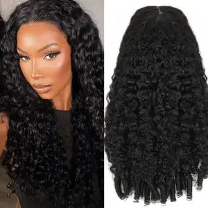13x6 Burmese Curly Glueless Wigs Human Hair Pre Plucked Pre Cut 200% Density Drawstring Wig for Black Women 13x6 HD Lace Front Wigs Human Hair Glueless Wear and Go Nautural Color 24 Inch summerwins