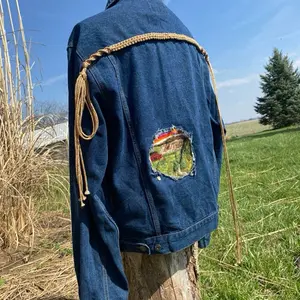 Custom Felted Sunrise Denim Jacket L