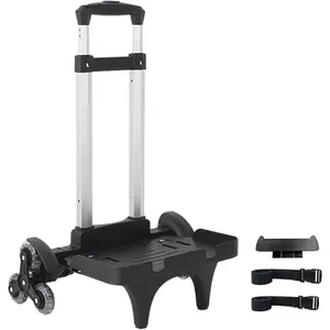 Foldable Backpack Luggage Trolley 3-Wheel Portable Rolling Cart with Strap & Edge Guard Base, Heavy Duty Aluminum Folding Hand Truck for Travel, Commuting, Utility, and Daily Use