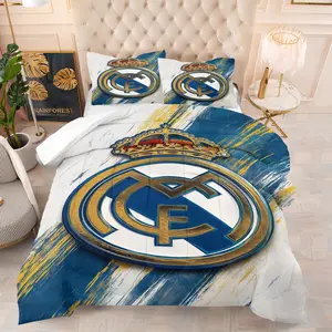Football Club Pattern Bedding Set, Soft Comfortable Durable, Includes 1 Quilt and 1 or 2 Pillowcases Without Pillows, Kids and Teens Bedroom Gift