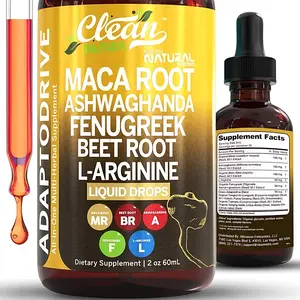 Clean Nutraceuticals Organic Maca Root Liquid Drops with Ashwagandha, Fenugreek, Beet Root and L-Arginine Liquid Multivitamin for Women and Men-Adapto Drive Supplement Healthcare Natural Dietary Fitness Optimum Edible Solution