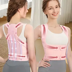 Back Support Posture Corrector for Women: Adjustable Full Back Support for Upper and Lower Back - Posture Corrector for Scoliosis, Hunchback, and Thoracic Correction, Pink Medium Size