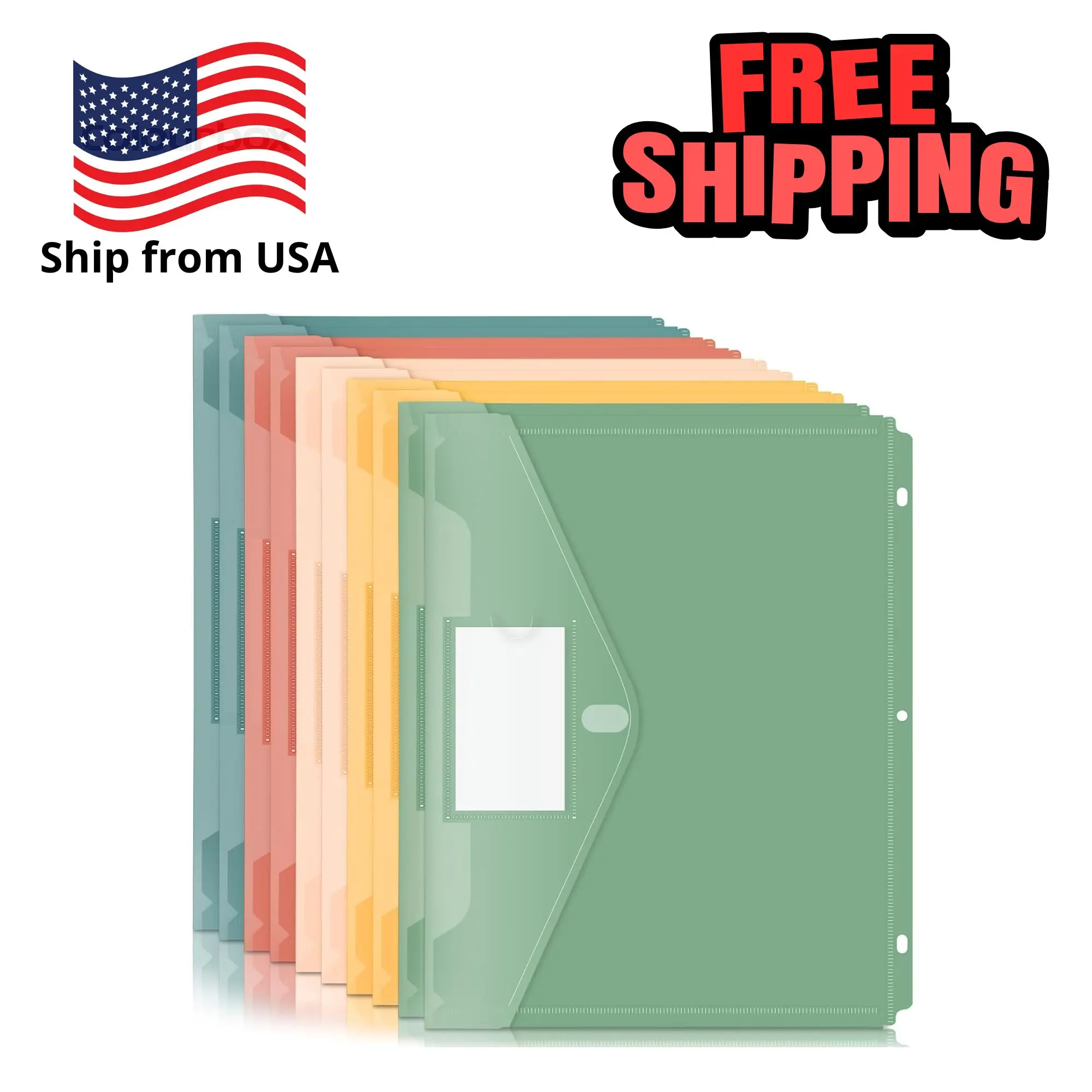 Binder Pocket, 10 Pack Super Heavyweight Plastic Folders with Tight Closure