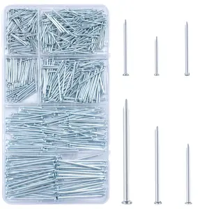 700pcs Hardware Nails for Hanging Pictures Assorted Kit, Up to 2"-Long Picture Hanging Nails for Wall Drywall Wood, Finish Nails Assortment Kit, 640 Frame Nails and 60 Small Finishing Nails