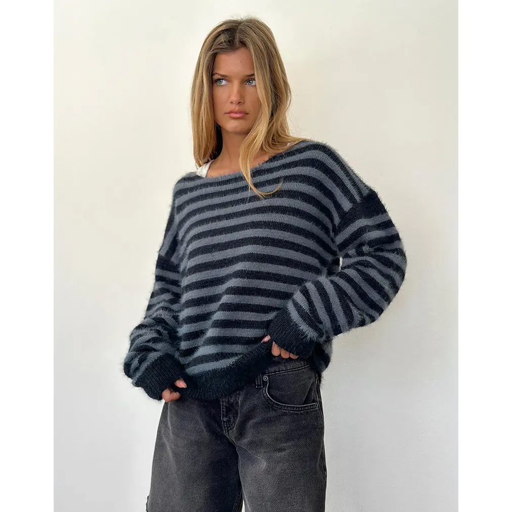 Zuleika Jumper in Charcoal Stripe