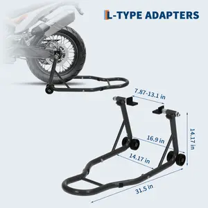 900 lb Motorcycle Paddock Stand Set, Adjustable Front and Rear Lift, Includes U and L Spool Adapters, Heavy Duty for Maintenance and Cleaning, Fits Most Bikes