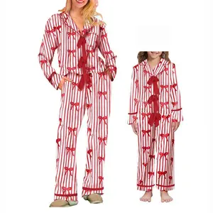 Mom and I matched Christmas pajama set, bow tie shirt pants, Christmas pajama set, family matching pajama set