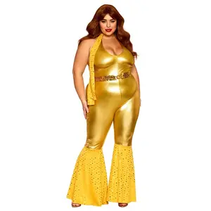 Women's Plus Size Gold Disco Fox Adult Costume