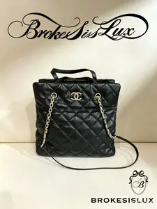 Pre-owned CHANEL Black Quilted Lambskin Backpack | Gold Chain & Top Handle, Everyday & Casual Shoulder Bag