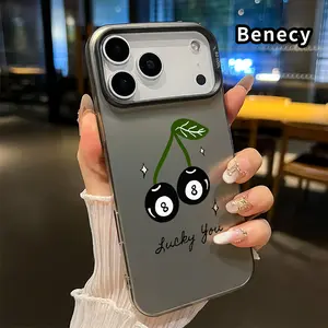Cherry Billiard Luck Pattern Phone Case for iPhone 17 16 15 14 Pro Max 13 12 11 XR XS Plus Air E IMD Hybrid Plate Hologram Shockproof Durable Hard Cover
