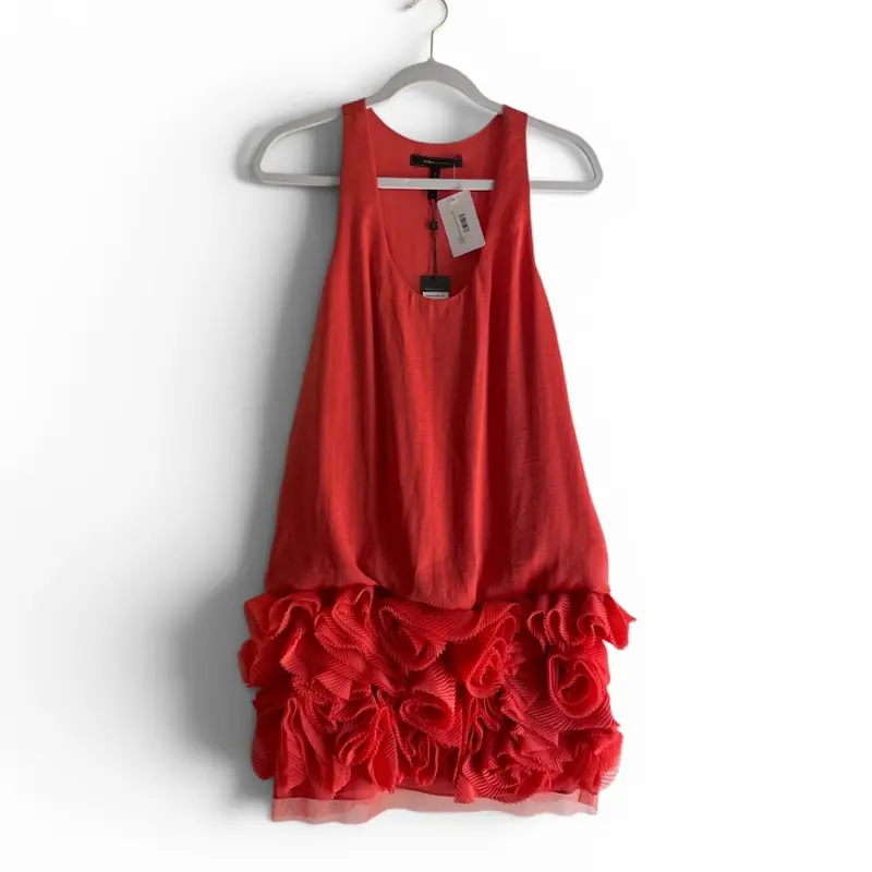 BCBGMaxazria Orange Ruffle Mini Cocktail Dress - Size M
