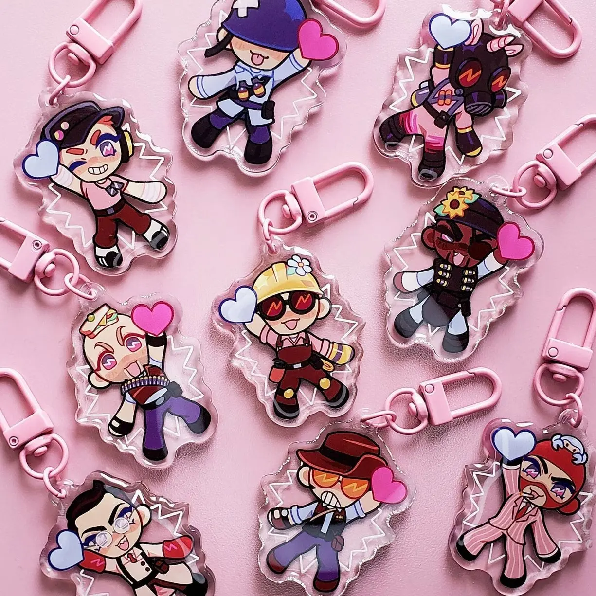 9 ops TF2 Mercenary Double-sided Acrylic Keychains (not combo 9)