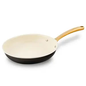 10" Non-Stick Ceramic Frying Pan with Golden Handle | Even Heat Aluminum Skillet, Gas, Electric & Induction Compatible Cookware - Kitchen Cooking Essentials