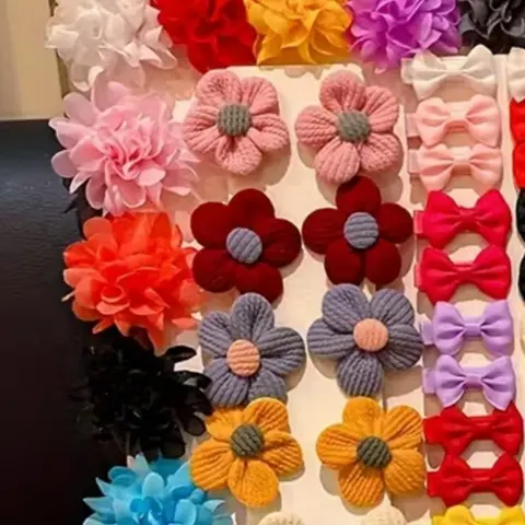 30pcs Random Flower Bow Hair Clips Set, Cute Hair Accessories, Perfect for Casual Outings & School Wear, Ideal Gift for Cute Girls' Hairstyles