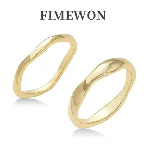 Fimewon Dainty Wave Stackable Ring Set, 18K Gold Plated (Non-Tarnish), Minimalist Trendy Rings (Sizes 5-10) Gold-Plated Striped Couple Ring,For Daily/Party, Valentine's Day Gift Gold Wave Design engagement rings toe rings  marquise engagement rings