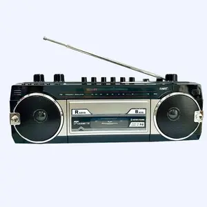 Retro Bluetooth Boombox Cassette Player-Convert Tapes to USB/SD/MicroSD, FM Radio & APP Control, Built-in Mic & Recording - Compact 80s Gift for Music Lovers (Black)