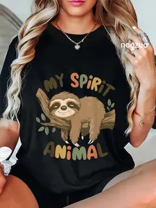100% Cotton Sloth My Spirit Animal Graphic Funny Sloth Funny Sarcastic T-Shirt