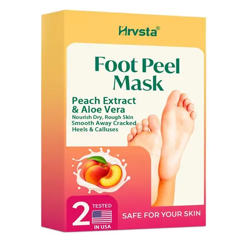 2-Pack Scented Peach Aroma Foot Peels Mask, Dermatologist-Tested Exfoliating Treatment for Heel Repair, Cracked Heels & Smooth Baby-Soft Feet