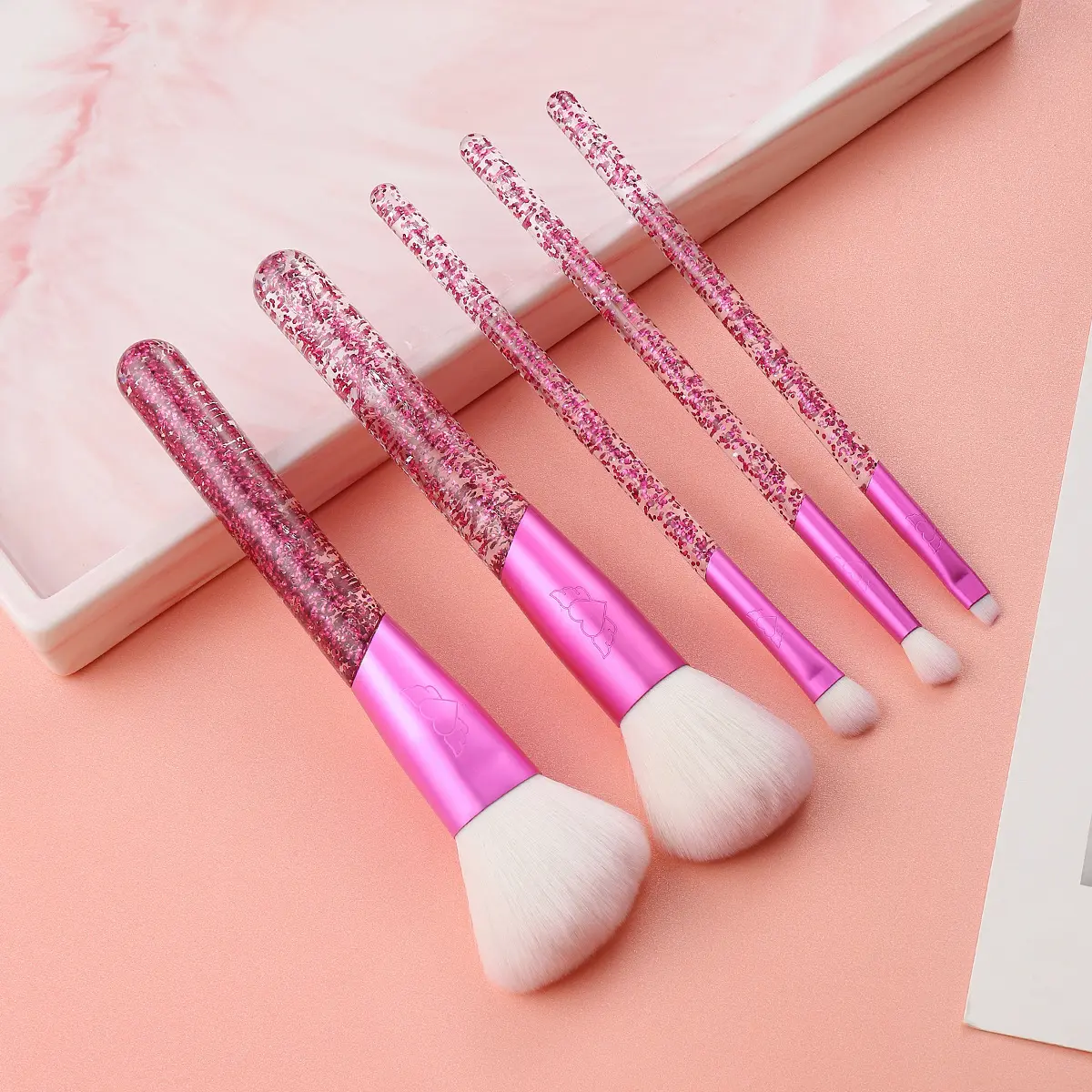 Professional Glitter Brush Set, 5-Piece Multi Pack Beauty Tools with Soft Bristles for Blush and Powder Application, Five Brushes, 5Pcs Set