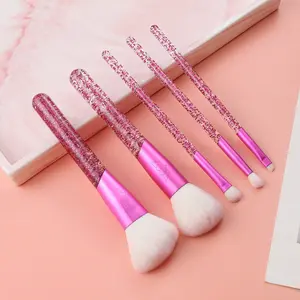 5Pcs Glitter Makeup Brush Set Soft Bristles for Eyeshadow Blush Loose Powder Highlight Eyebrow & Stippling Brush Beauty Tool