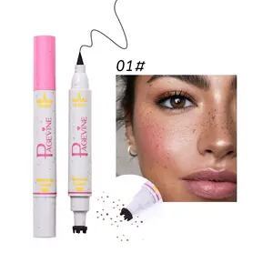 Dual-ended freckle stamp and liquid eyeliner pen: 2-in-1 quick-drying faux freckles, natural lifelike face makeup, long-lasting face decoration, sun-kissed makeup faux freckle marker