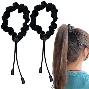 【2-Pack Adjustable Satin Hair Ties】 No-Pull Scrunchies for Thick & Natural Hair, Dreadlock & Ponytail Holder, Protective Style Accessories for Black Women & Girls
