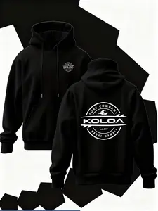 New Men's Hoodie with Letter Print, Soft Stretch Knit Fabric, Standard Fit, Casual Daily Wear, All Season Hooded Clothing, Fun Style Top