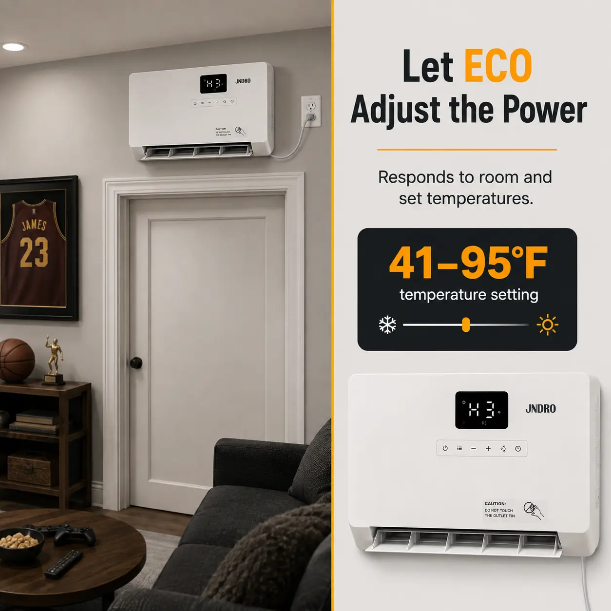 Smart Wall Heater, 1500W Fast Heating Electric Space Heater for Indoor Use, Wall Mounted Panel Heater with Oscillation Modes, 24-Hour Timer Overheat Protection for Bedroom, Bathroom, Office Heating System Adjustable Heating