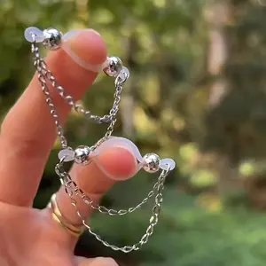 1 Pair Adjustable Fake Nipple Rings - No-Pierce Acrylic Nipple Rings with Sparkling Accents | Perfect for Parties