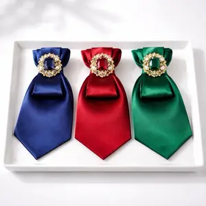 Blue Necktie with Elegant Brooch - No Necklace Included - Perfect for Formal Events and Special Occasions