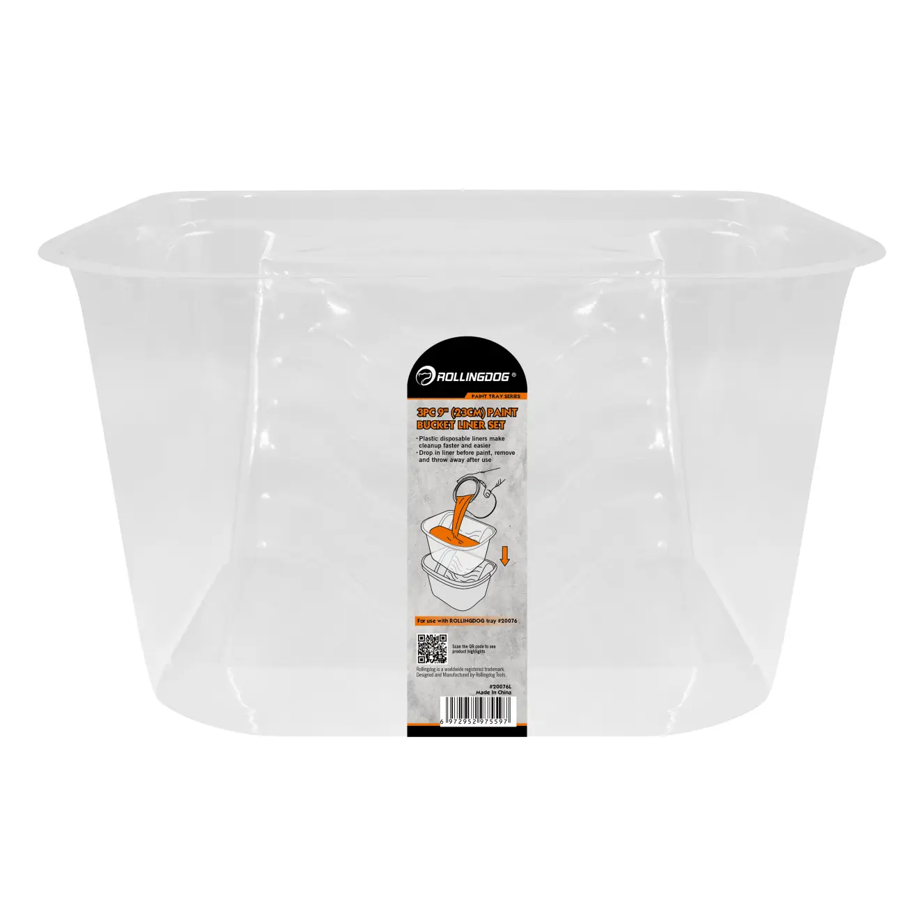 9" Paint Bucket Liners (5-Pack) – Durable PET Liners for Easy Cleanup