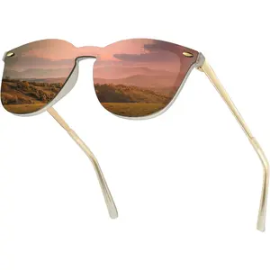 JIM HALO Trendy Rimless Mirrored Sunglasses Reflective Sun Glasses for Women Men