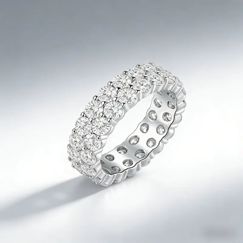 Unisex -Eternity Ring Band Round-Cut Cubic Zirconia Tennis Band All-Around Wedding Engagement Band Stacking Ring Hiphop Style for Women and Men R7953