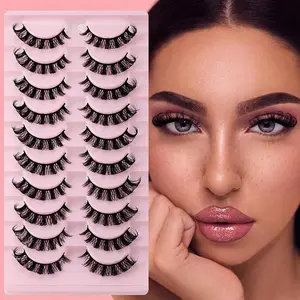Fluffy False Eyelashes, 10 Pairs Natural Curling Full Volume Cluster Lashes for Lashes Extensions, Volumized False Eyelashes for Women Eye Makeup Enhancement, Lightweight Natural Eyelashes, Fluffy Lash Clusters, Cosmetic Eyelashes, Christmas Gift