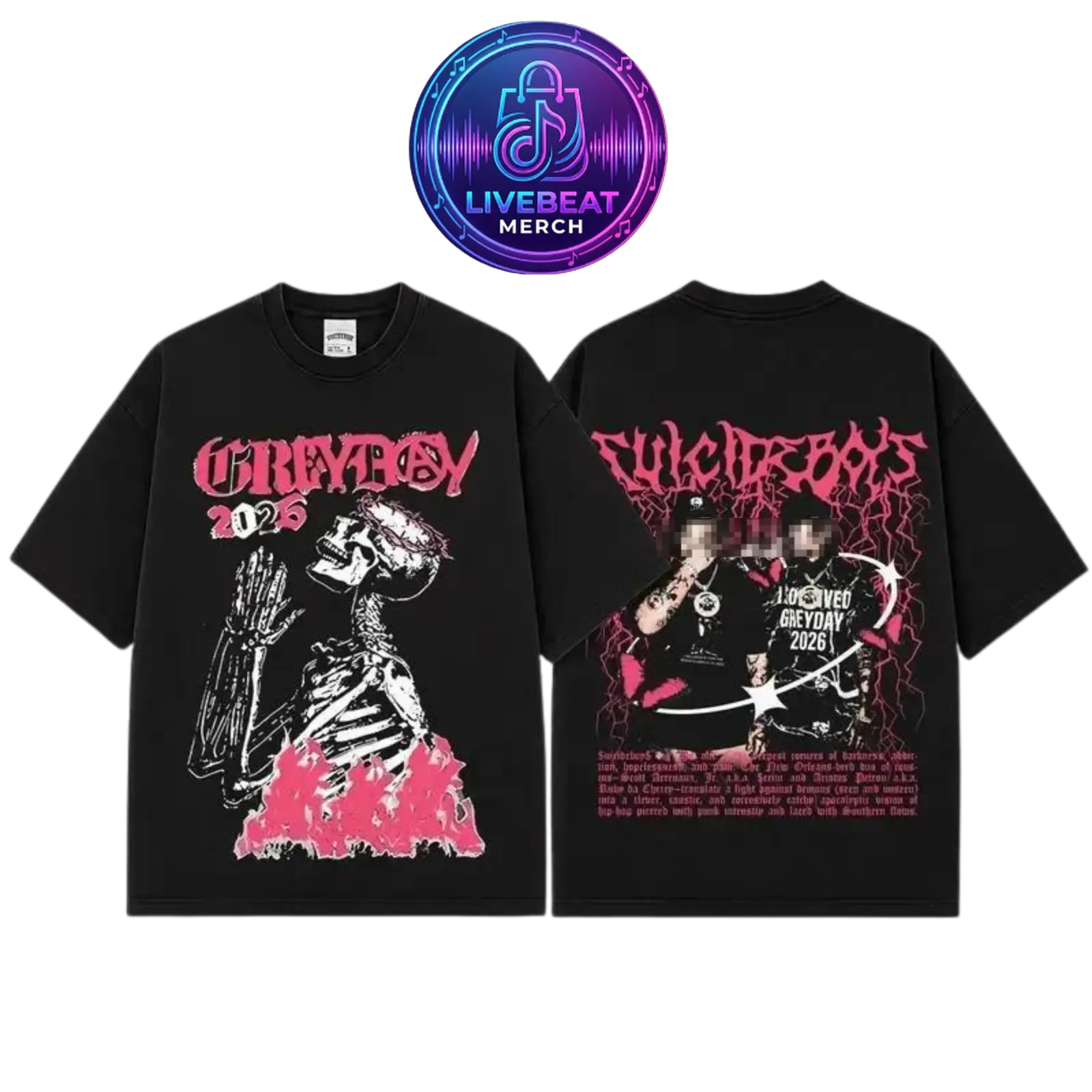 [Free Ship]  GreyDay 2026 Tour Graphic T-Shirt Ver 6, G59 Music Tour Merch, Bones Night Lovell Germ Ramirez Black Smurf Concert Tee, Underground Hip Hop Rap Shirt, Festival Fan Apparel, Live Show Graphic Tee, Unisex Streetwear Gift