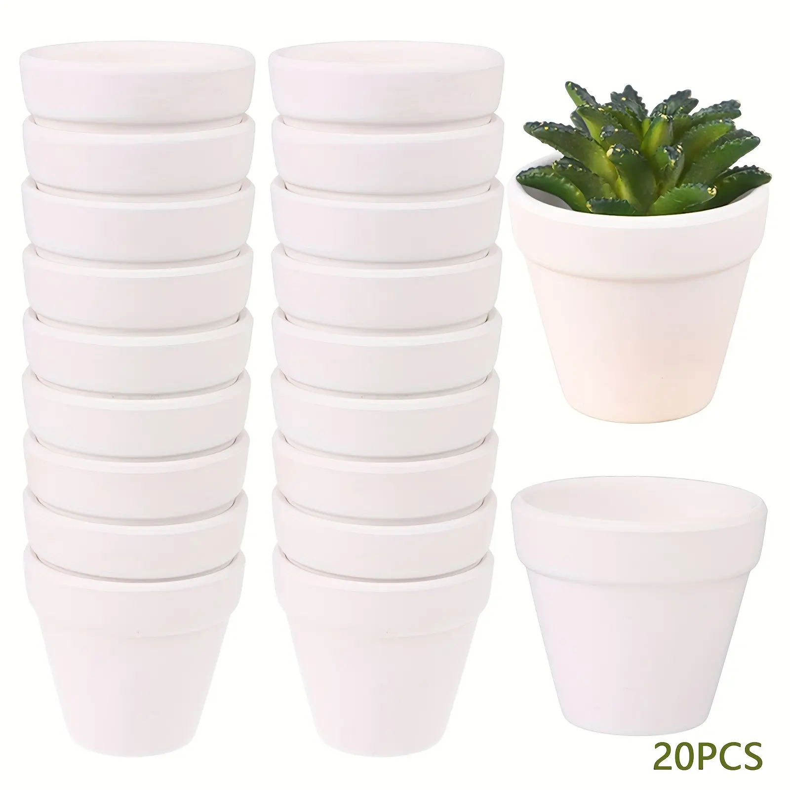 20pcs Modern White Plastic Planters, Planting Pots, Planting Containers, 5.5cm Round with Drainage Hole, Perfect for Indoor & Outdoor Gardening, Succulents & Small Plants, Plant Container Accessories, Garden Supplies, Durable Plastic Flower Pots