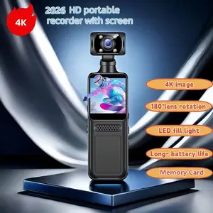 4K Ultra HD Camera, 64GB Compact Action Camera, Type-C Fast Charging, Ai Chip, 180° Rotating Lens, Ideal for Outdoor Adventures